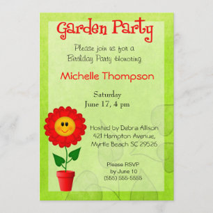 Garden Party Birthday Invitations
