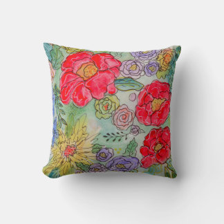 Garden Party Bloom Watercolor Floral Throw Pillow