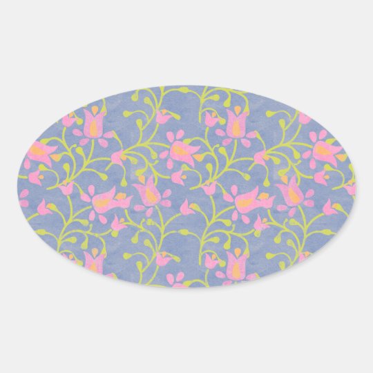 Garden Party Blue Grey Oval Sticker