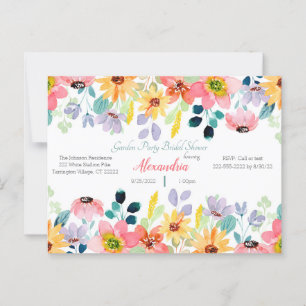 Garden Party Bridal Shower Invitation Postcard