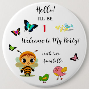 Garden Party Children Celebration 6 Inch Round Button