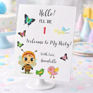 Garden Party Children Celebration Pedestal Sign