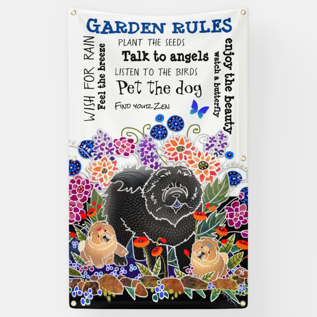 GARDEN PARTY chow jardin bannière 3'x5' (Vertical)