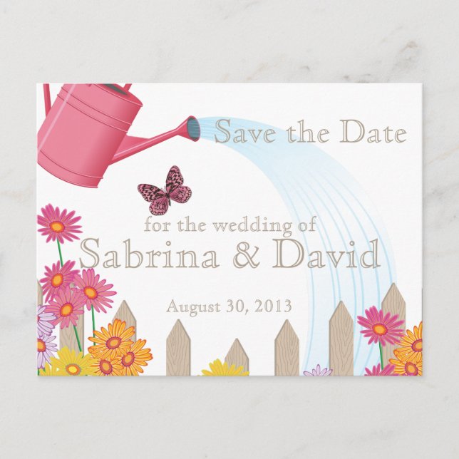 Garden Party Collection Save the Date Announcement Postcard (Front)