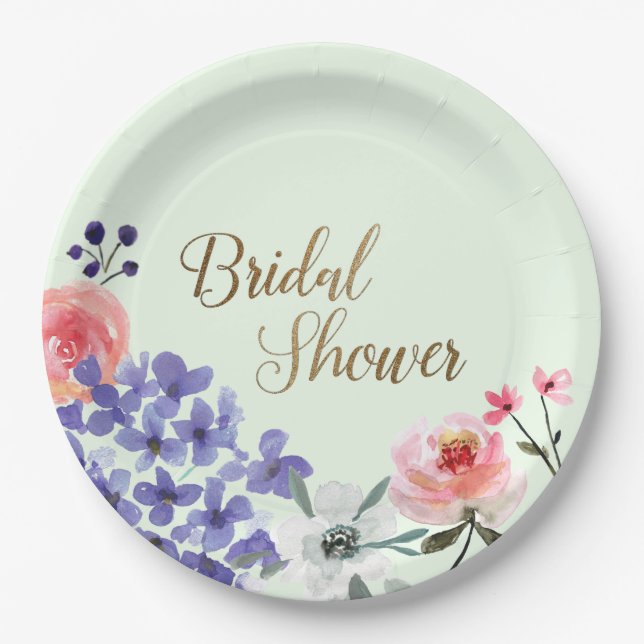 Garden Party Floral Bridal Shower Paper Plate (Front)