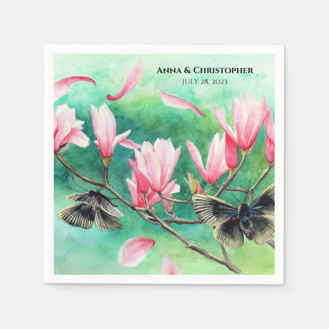 Garden Party! Floral w/ Butterflies, Personalized  Napkin (Front)