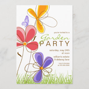 Garden Party   Flowers & Butterfly Invitation