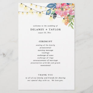 Garden Party, Flowers & Lights Paper Program