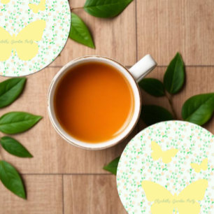 Garden Party Gender Neutral Baby Shower Round Paper Coaster