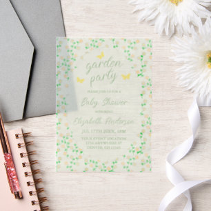 Garden Party Gender Neutral Baby Shower Vellum Invitations