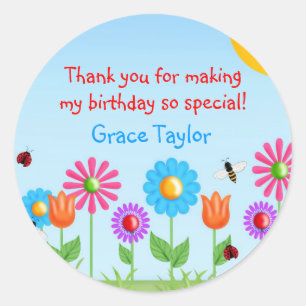 Garden Party Ladybug Birthday Stickers