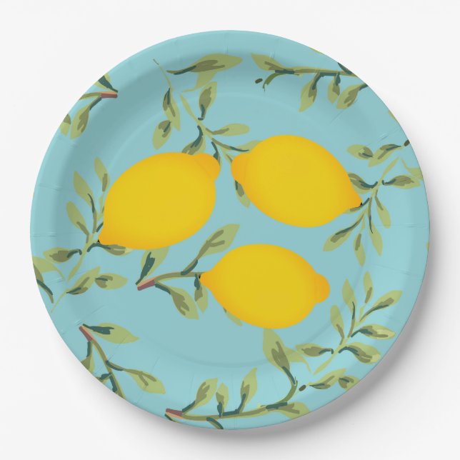 Garden Party Lemon Paper Plates (Front)