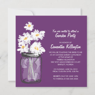 Garden Party Mason Jar & White Daisies Invitation