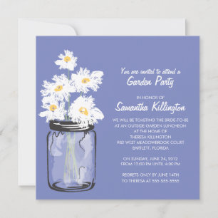 Garden Party Mason Jar & White Daisies Invitation
