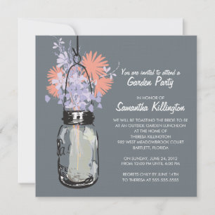 Garden Party Mason Jar & Wildflowers Invitation