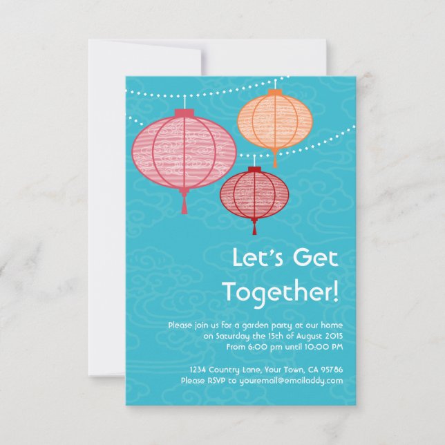 Garden Party Paper Lantern Invitations 3.5 x 5 (Front)