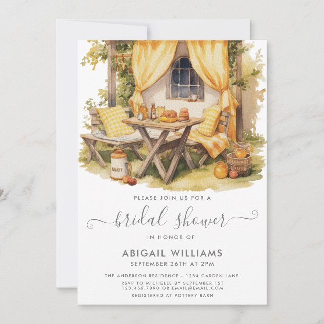 Garden Party Picnic Orange Citrus Bridal Shower Invitation (Front)