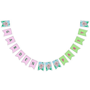Garden Party Pink Peony Bunting Flags