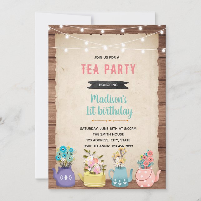 Garden party theme invitation (Front)