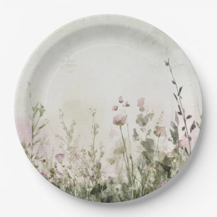 Garden Party Watercolor Floral Paper Plate