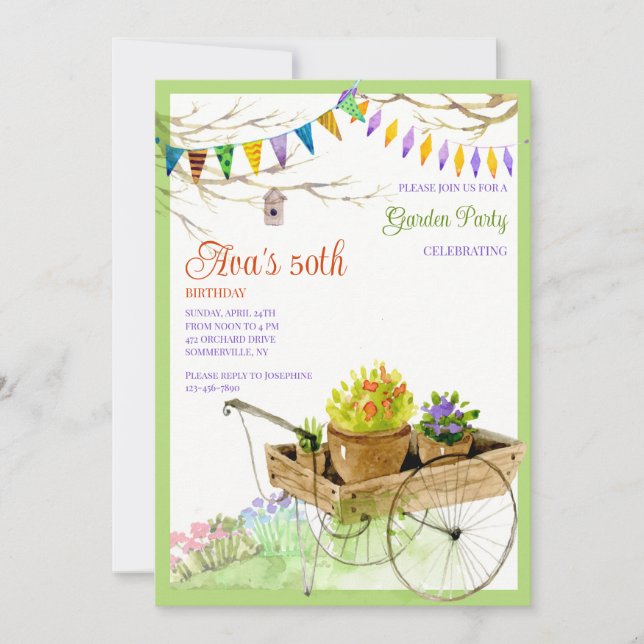 Garden Party Watercolor Invitation (Front)
