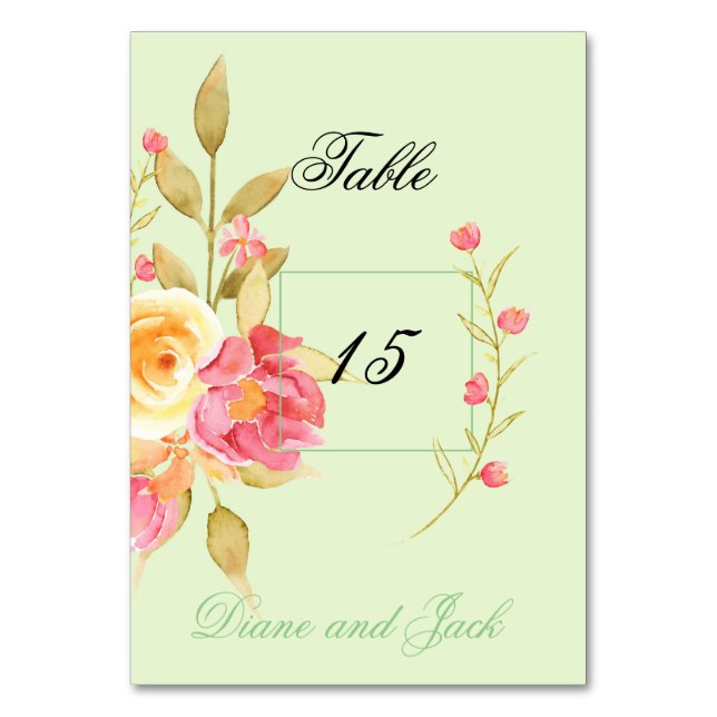 Garden Party Wedding Table Number (Front)