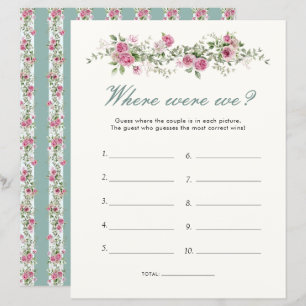 Garden Party Where Were We Bridal Shower Game