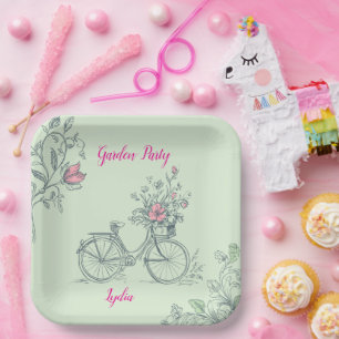 Garden Party Whimsical Floral Paper Plate