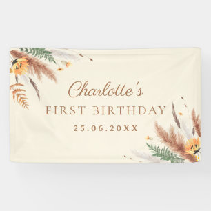 Garden Party Wildflower Floral 1st Birthday Banner
