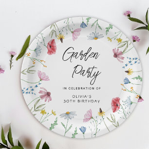 Garden Party Wildflowers Birthday Paper Plate