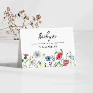 Garden Party Wildflowers Birthday Thank You Card