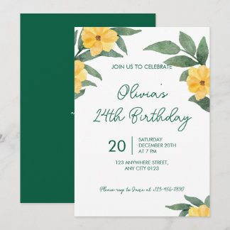 Garden Party Yellow Floral Birthday Invitation
