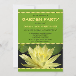 Garden Party Yellow Water Lily Flower Invitation