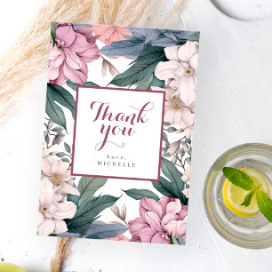 Garden Pastel Floral Watercolor Birthday Party Thank You Card
