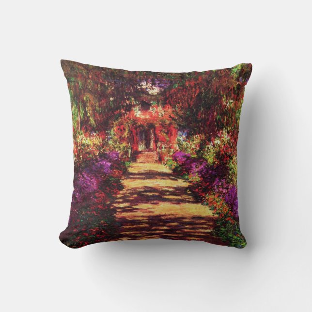 Garden Path by Claude Monet Throw Pillow (Front)