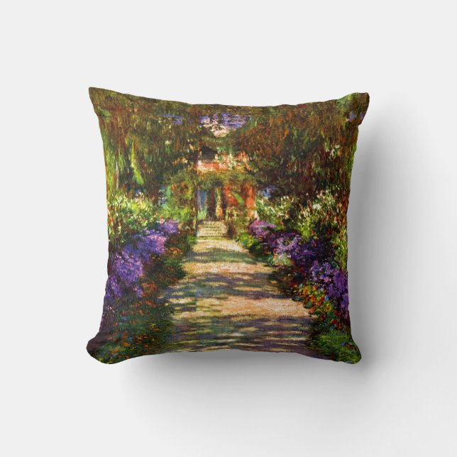 Garden Path by Claude Monet Throw Pillow (Front)