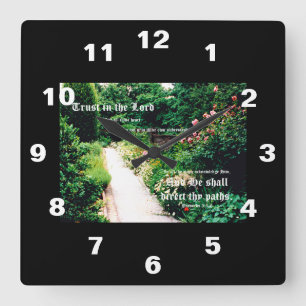 Garden Path Proverbs 3:5to6 Square Wall Clock