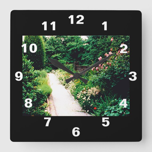 Garden Path Square Wall Clock (Front)