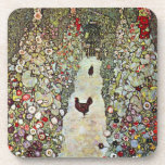 Garden Path w Chickens, Gustav Klimt, Art Nouveau Coaster<br><div class="desc">Garden Path with Chickens (1916) by Gustav Klimt is a vintage Victorian Era Symbolism fine art painting. A nature scene with chickens in the backyard flower garden on a farm. About the artist: Gustav Klimt (1862-1918) was an Austrian Symbolist painter and one of the most prominent members of the Vienna...</div>