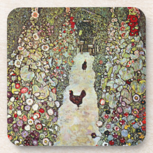 Garden Path w Chickens, Gustav Klimt, Art Nouveau Coaster