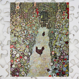 Garden Path w Chickens, Gustav Klimt, Art Nouveau Jigsaw Puzzle