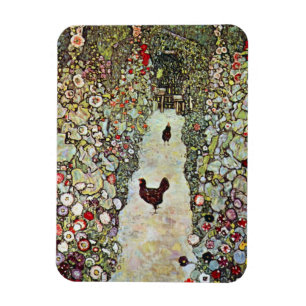 Garden Path w Chickens, Gustav Klimt, Art Nouveau Magnet