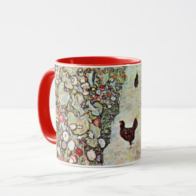Garden Path w Chickens, Gustav Klimt, Art Nouveau Mug (Front Left)