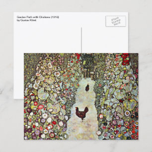 Garden Path w Chickens, Gustav Klimt, Art Nouveau Postcard