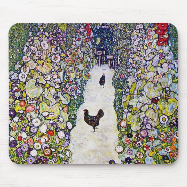 Garden Path with Chickens, Gustav Klimt Mouse Pad (Front)