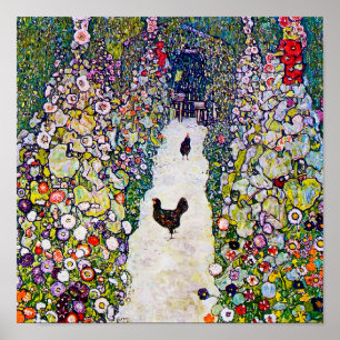 Garden Path with Chickens, Gustav Klimt Poster