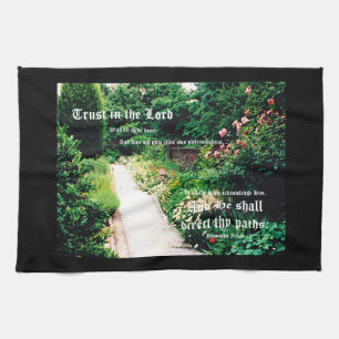 Garden Path with Proverbs 3:5-6 Kitchen Towel