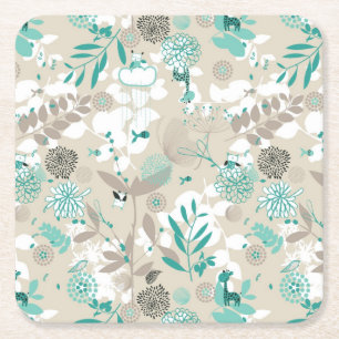 Garden Pattern Square Paper Coaster
