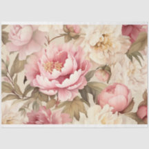 Garden Peonies Tissue or Decoupage Paper