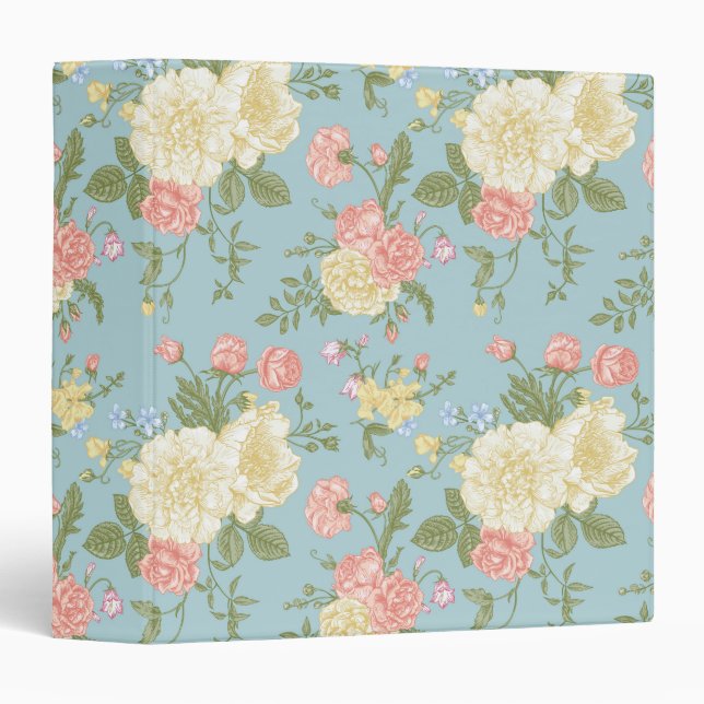 Garden Peony Floral Pattern Binder (Front/Spine)
